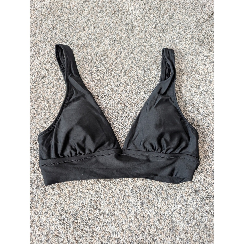 Aerie Womens Black‎ Triangle Bikini Top Wide Band Fixed Straps Small S P